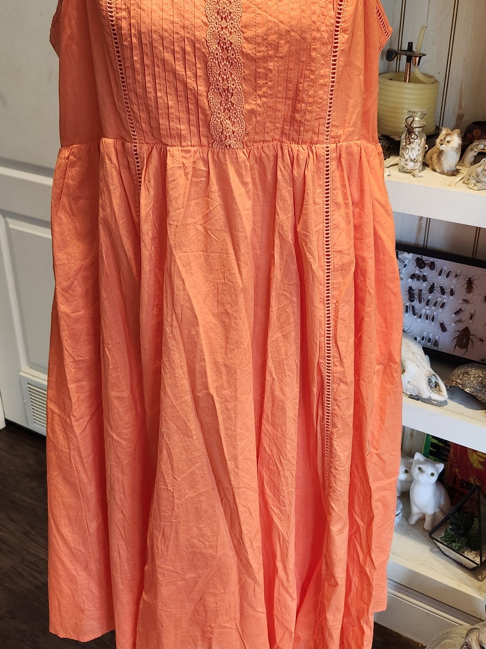 Torrid Orange Midi Dress with Lace & Pintuck Detail